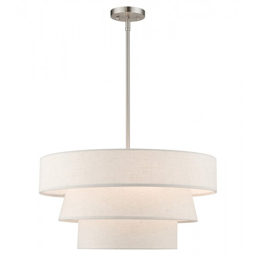 LIVEX LIGHTING 56724-91 4 Light Brushed Nickel Pendant Chandelier