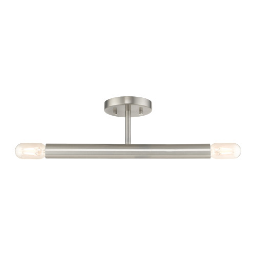LIVEX LIGHTING 51139-91 2 Light Brushed Nickel Semi-Flush