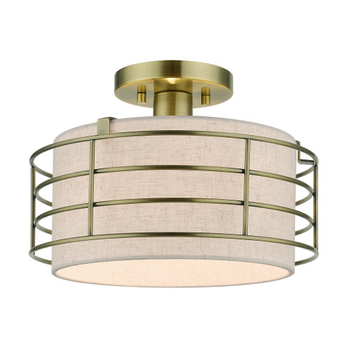 LIVEX LIGHTING 55117-01 1 Light Antique Brass Medium Semi-Flush