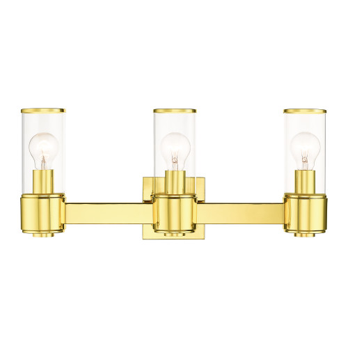 LIVEX LIGHTING 17143-02 3 Light Polished Brass Vanity Sconce LIVEX LIGHTING 17143-02 3 Light Polished Brass Vanity Sconce