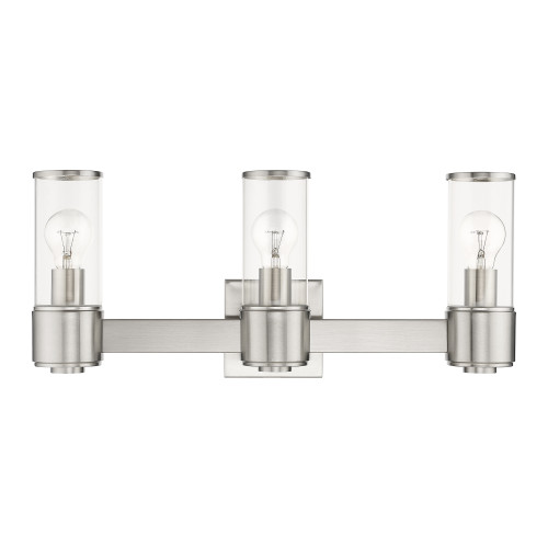 LIVEX LIGHTING 17143-91 3 Light Brushed Nickel Vanity Sconce