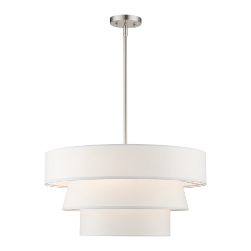 LIVEX LIGHTING 58134-91 4 Light Brushed Nickel Pendant Chandelier