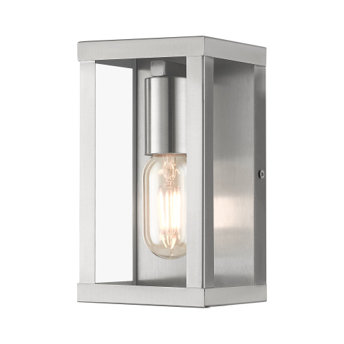 LIVEX LIGHTING 28031-91 1 Light Brushed Nickel Outdoor ADA Small Wall Lantern LIVEX LIGHTING 28031-91 1 Light Brushed Nickel Outdoor ADA Small Wall Lantern