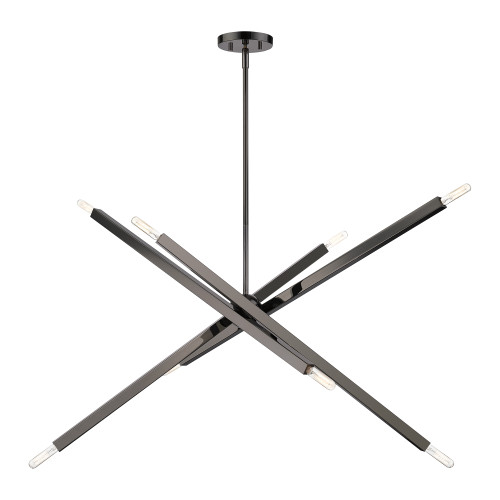 LIVEX LIGHTING 46987-46 8 Light Black Chrome Large Linear Chandelier