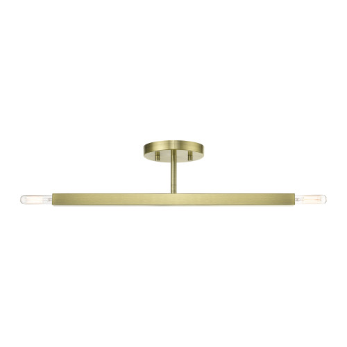 LIVEX LIGHTING 46842-01 2 Light Antique Brass Semi-Flush