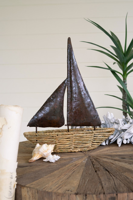 KALALOU A6603 SEAGRASS BOAT WITH HAND HAMMERED METAL SAILS