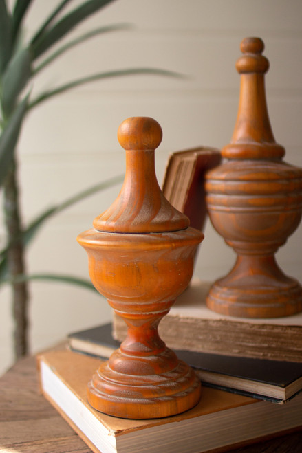 KALALOU CVY1427 SET OF THREE TURNED WOOD FINIALS