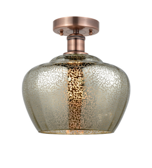 INNOVATIONS 616-1F-AC-G96-L Fenton 1 11 inch Flush Mount Antique Copper