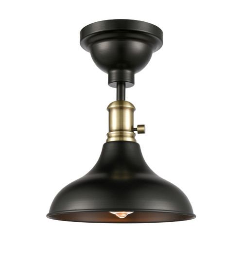 INNOVATIONS 443SW-1C-BAB-M15BK-LED Metro 1 Light 10 inch Flush Mount With Switch Black Antique Brass