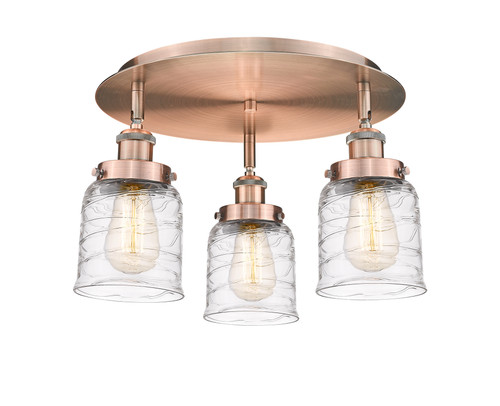 INNOVATIONS 916-3C-AC-G513 Cone 3 16.75 inch Flush Mount Antique Copper