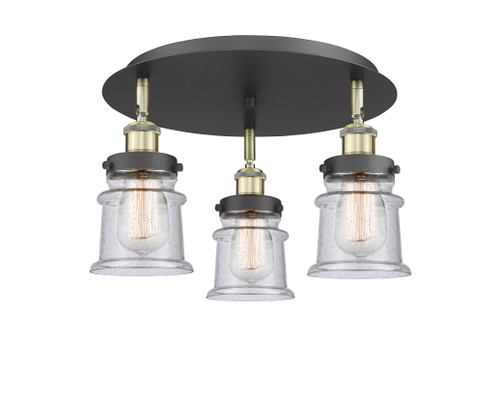 INNOVATIONS 916-3C-BAB-G184S Canton 3 17 inch Flush Mount Black Antique Brass