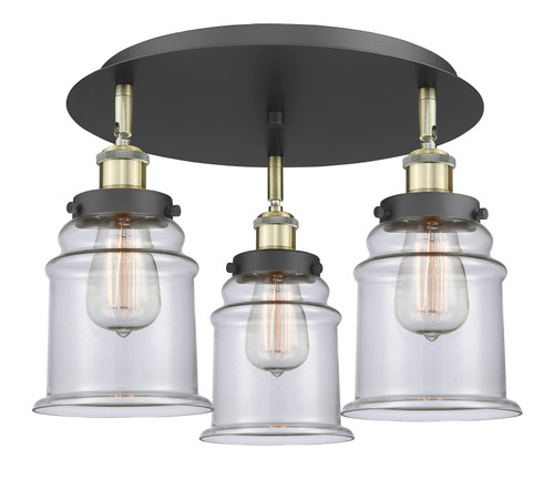 INNOVATIONS 916-3C-BAB-G182 Canton 3 17.75 inch Flush Mount Black Antique Brass