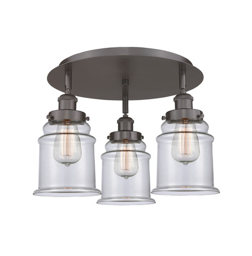 INNOVATIONS 916-3C-OB-G182 Canton 3 17.75 inch Flush Mount Oil Rubbed Bronze