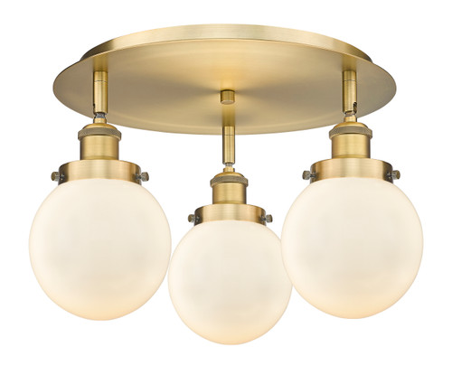 INNOVATIONS 916-3C-BB-G201-6 Beacon 3 17.75 inch Flush Mount Brushed Brass