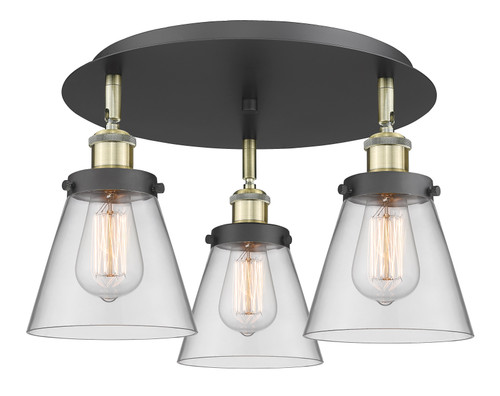 INNOVATIONS 916-3C-BAB-G62 Cone 3 18 inch Flush Mount Black Antique Brass