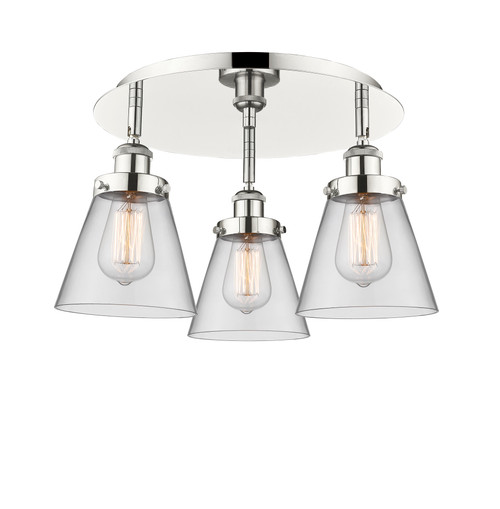 INNOVATIONS 916-3C-PN-G62 Cone 3 18 inch Flush Mount Polished Nickel