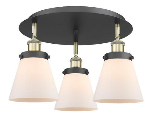 INNOVATIONS 916-3C-BAB-G61 Cone 3 18 inch Flush Mount Black Antique Brass