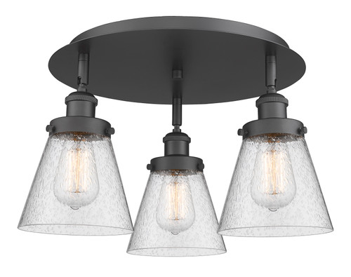 INNOVATIONS 916-3C-BK-G64 Cone 3 18 inch Flush Mount Matte Black