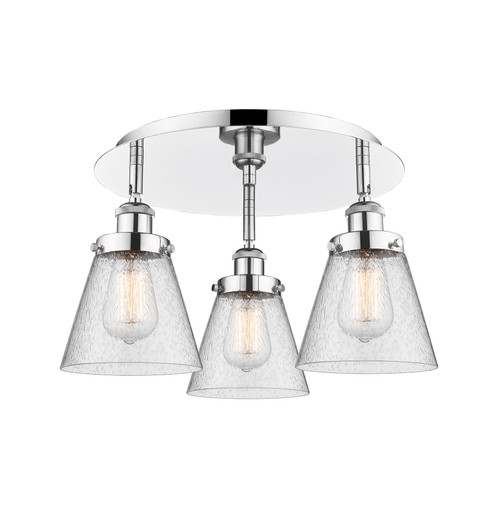 INNOVATIONS 916-3C-PC-G64 Cone 3 18 inch Flush Mount Polished Chrome