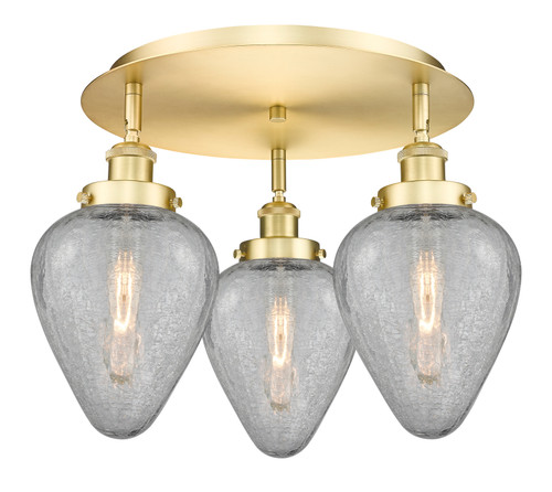 INNOVATIONS 916-3C-SG-G165 Geneseo 3 17.75 inch Flush Mount Satin Gold