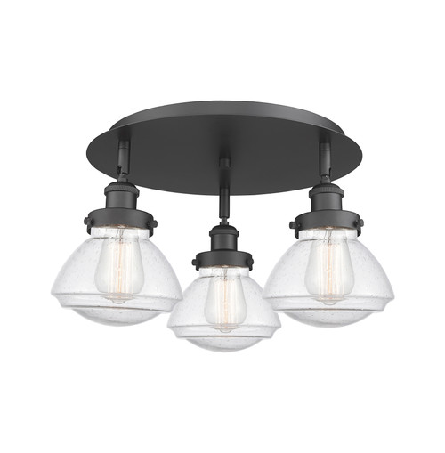INNOVATIONS 916-3C-BK-G324 Olean 3 18.25 inch Flush Mount Matte Black