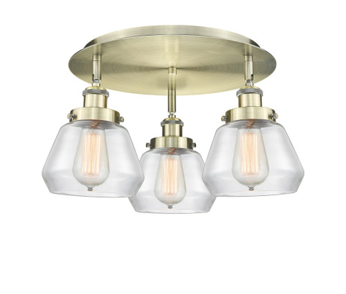 INNOVATIONS 916-3C-AB-G172 Fulton 3 18.25 inch Flush Mount Antique Brass