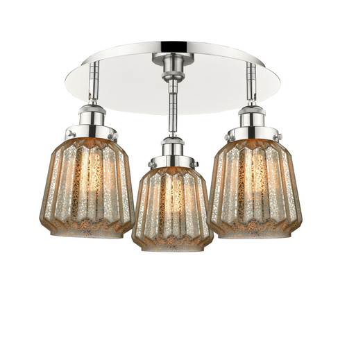 INNOVATIONS 916-3C-PN-G146 Chatham 3 18.25 inch Flush Mount Polished Nickel