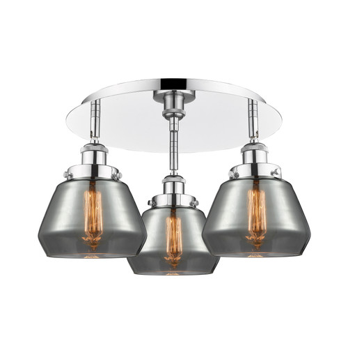 INNOVATIONS 916-3C-PC-G173 Fulton 3 18.25 inch Flush Mount Polished Chrome