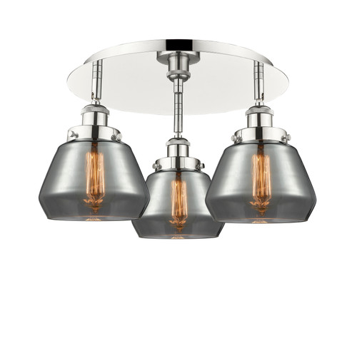 INNOVATIONS 916-3C-PN-G173 Fulton 3 18.25 inch Flush Mount Polished Nickel