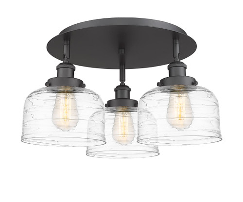 INNOVATIONS 916-3C-BK-G713 Bell 3 19.75 inch Flush Mount Matte Black