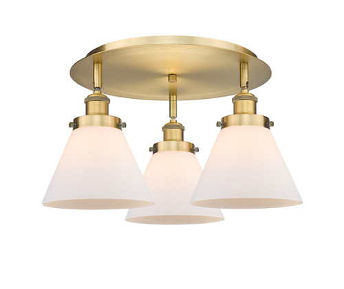 INNOVATIONS 916-3C-BB-G41 Cone 3 19.5 inch Flush Mount Brushed Brass