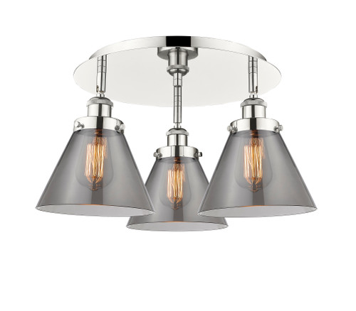 INNOVATIONS 916-3C-PN-G43 Cone 3 19.5 inch Flush Mount Polished Nickel