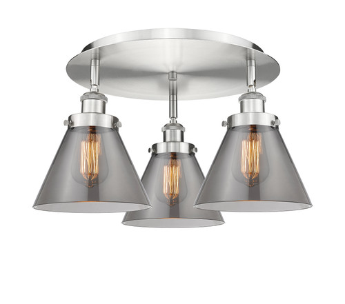 INNOVATIONS 916-3C-SN-G43 Cone 3 19.5 inch Flush Mount Satin Nickel