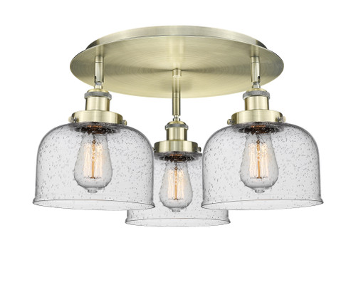 INNOVATIONS 916-3C-AB-G74 Cone 3 19.75 inch Flush Mount Antique Brass