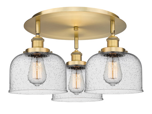 INNOVATIONS 916-3C-BB-G74 Cone 3 19.75 inch Flush Mount Brushed Brass