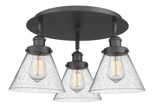 INNOVATIONS 916-3C-BK-G44 Cone 3 19.5 inch Flush Mount Matte Black