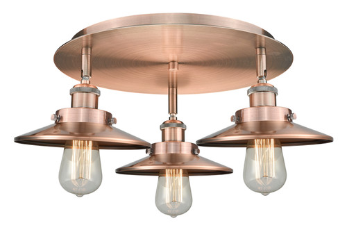 INNOVATIONS 916-3C-AC-M3-AC Ballston Urban 3 19.75 inch Flush Mount Antique Copper
