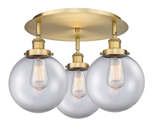 INNOVATIONS 916-3C-BB-G202-8 Whitney 3 19.75 inch Flush Mount Brushed Brass