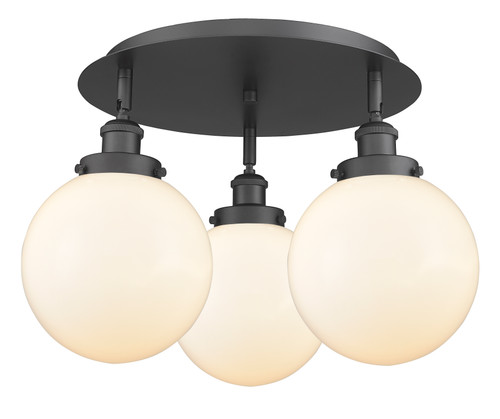 INNOVATIONS 916-3C-BK-G201-8 Beacon 3 19.75 inch Flush Mount Matte Black