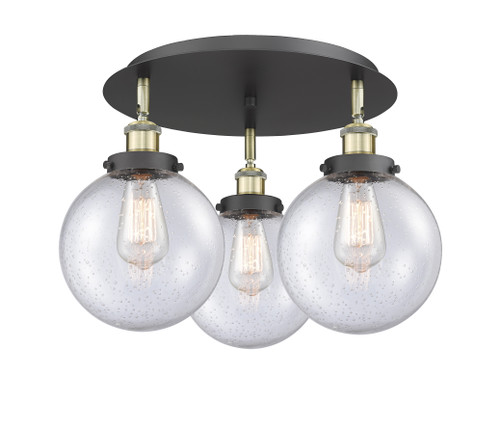 INNOVATIONS 916-3C-BAB-G204-8 Beacon 3 19.75 inch Flush Mount Black Antique Brass
