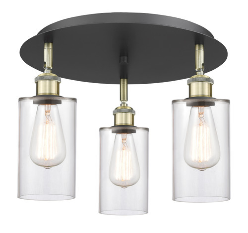 INNOVATIONS 516-3C-BAB-G802 Clymer 3 15.625 inch Flush Mount Black Antique Brass