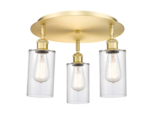 INNOVATIONS 516-3C-SG-G802 Clymer 3 15.625 inch Flush Mount Satin Gold
