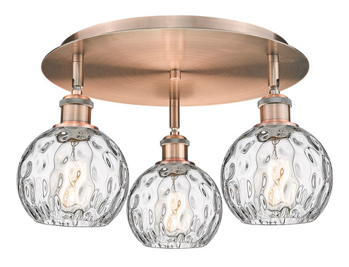 INNOVATIONS 516-3C-AC-G1215-6 Athens Water Glass 3 17.625 inch Flush Mount Antique Copper