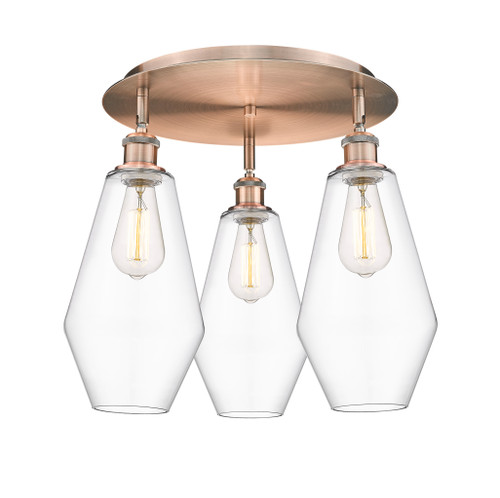 INNOVATIONS 516-3C-AC-G652-7 Cindyrella 3 18.75 inch Flush Mount Antique Copper