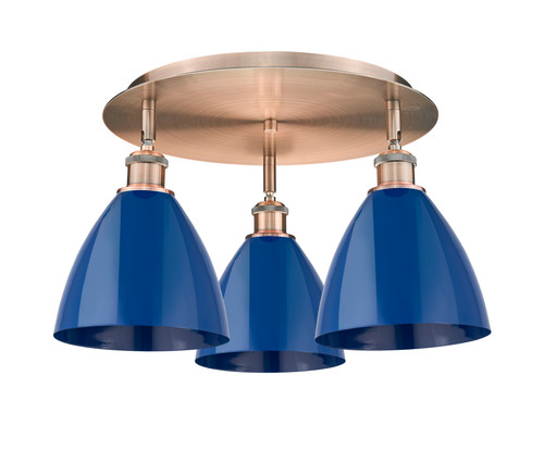 INNOVATIONS 516-3C-AC-MBD-75-BL Ballston Dome 3 19.25 inch Flush Mount Antique Copper