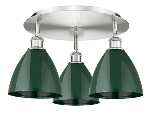 INNOVATIONS 516-3C-SN-MBD-75-GR Ballston Dome 3 19.25 inch Flush Mount Satin Nickel