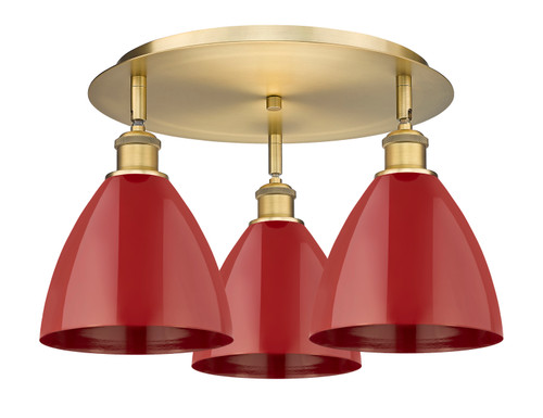 INNOVATIONS 516-3C-BB-MBD-75-RD Ballston Dome 3 19.25 inch Flush Mount Brushed Brass