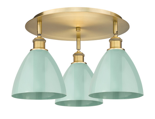 INNOVATIONS 516-3C-BB-MBD-75-SF Ballston Dome 3 19.25 inch Flush Mount Brushed Brass