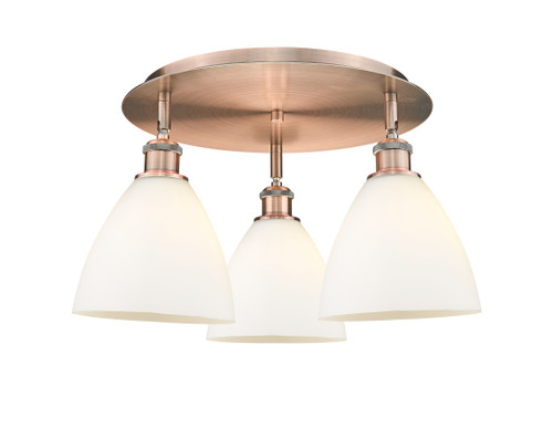 INNOVATIONS 516-3C-AC-GBD-751 Bristol Glass 3 19.25 inch Flush Mount Antique Copper
