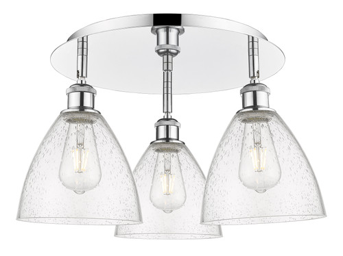 INNOVATIONS 516-3C-PC-GBD-754 Bristol Glass 3 19.25 inch Flush Mount Polished Chrome
